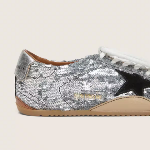 Women's True-Star In Silver Sequins With Black Star And Silver Leather Heel Tab