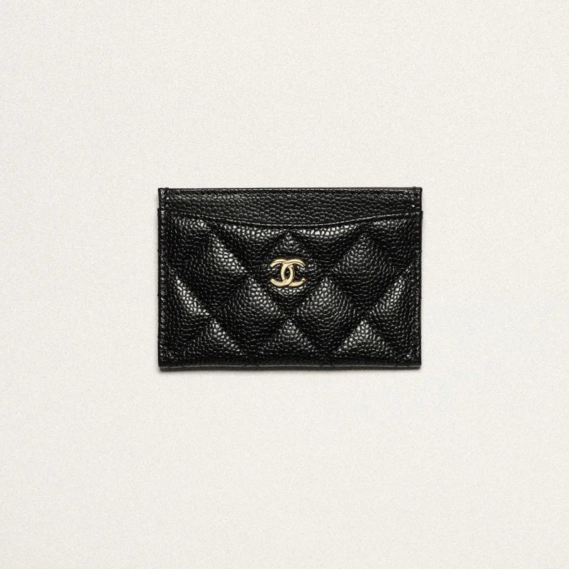 Chanel Classic Card Holder Grained Calfskin & Gold-Tone Metal Black