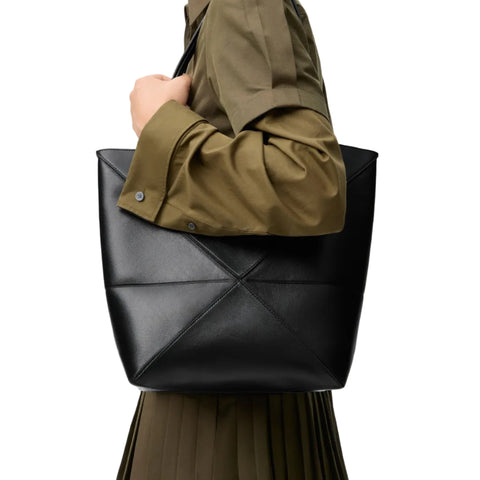 Loewe Medium Puzzle Fold Tote In Shiny Calfskin