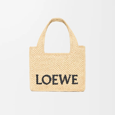 Loewe Mini Loewe Font Tote In Raffia For Women