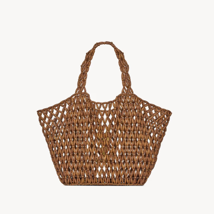 Saint Laurent Icare Medium in Wood Beads Light Wood And Brick 5