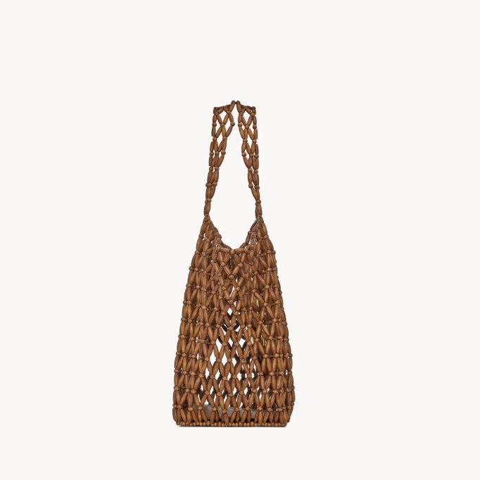 Saint Laurent Icare Medium in Wood Beads Light Wood And Brick 4