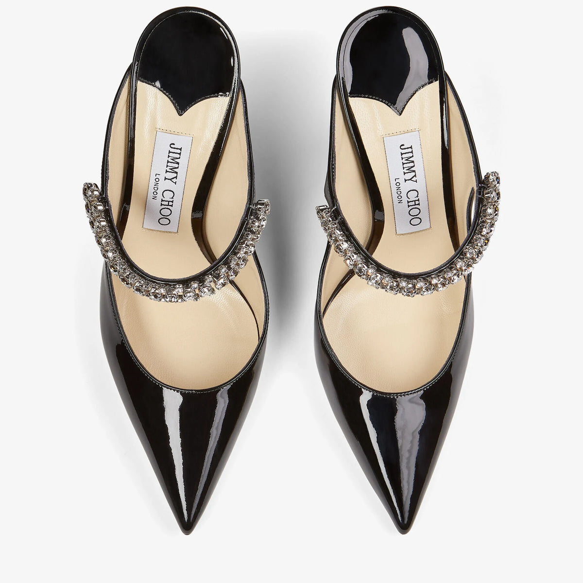 Jimmy Choo Black Patent Leather Mules With Crystal Strap 3