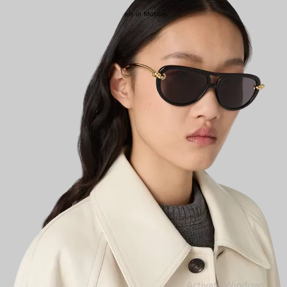 Bottega Veneta Classic Aviator Sunglasses With Gold Ribbon Detail 3