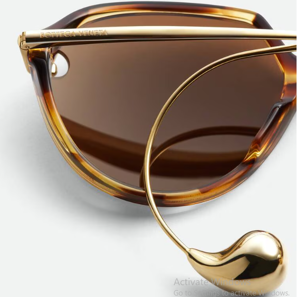Bottega Veneta Oversized Tortoiseshell Sunglasses With Iconic Gold Drop Charm 2