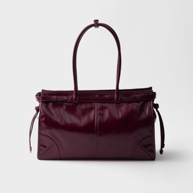 Prada Burgundy Bonnie Large Leather Handbag 4