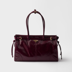 Prada Burgundy Bonnie Large Leather Handbag