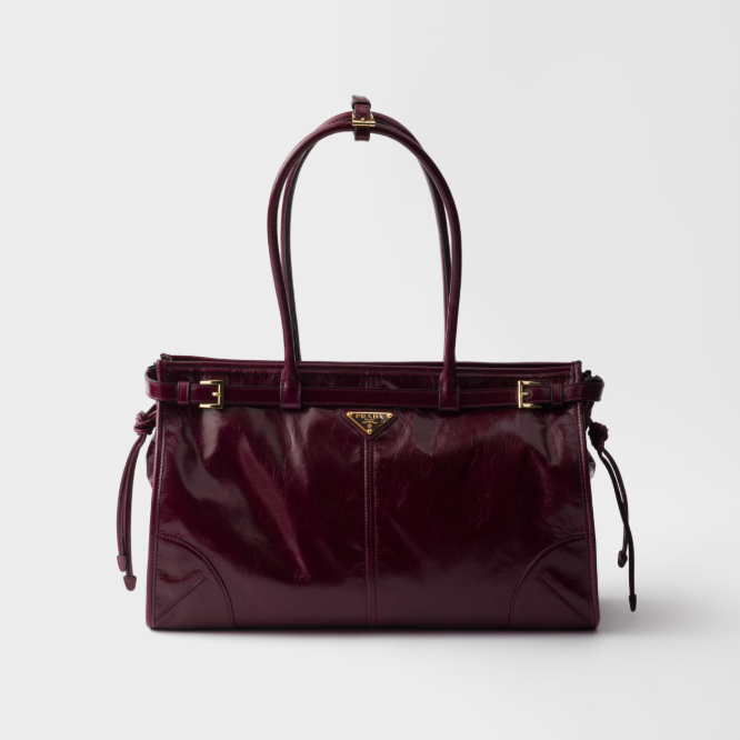 Prada Burgundy Bonnie Large Leather Handbag