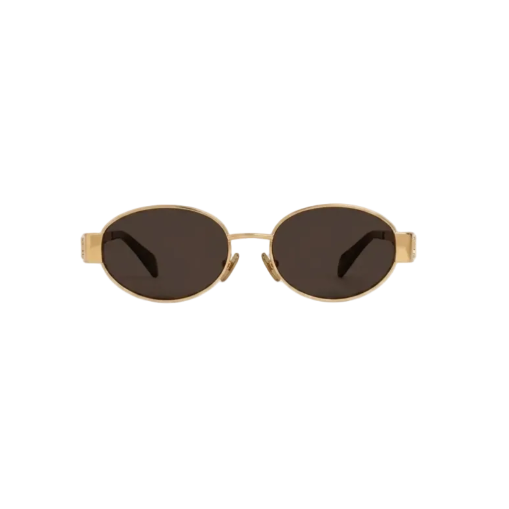 Celine Oval Gold Metal Frame Sunglasses With Brown Gradient Lenses 2