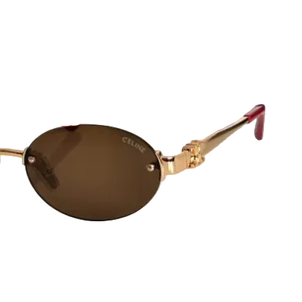 Celine Triomphe Gold Rimless Oval Sunglasses – Brown Lenses 2