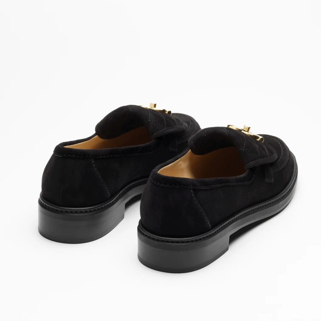 Chanel Black Suede CC Hardware Slip-On Loafers 4