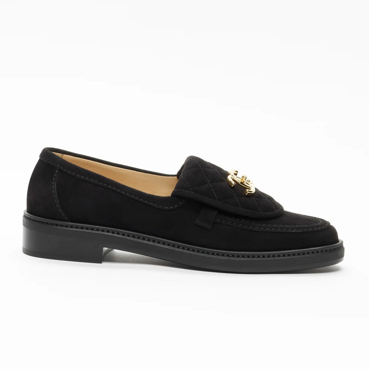 Chanel Black Suede CC Hardware Slip-On Loafers 3