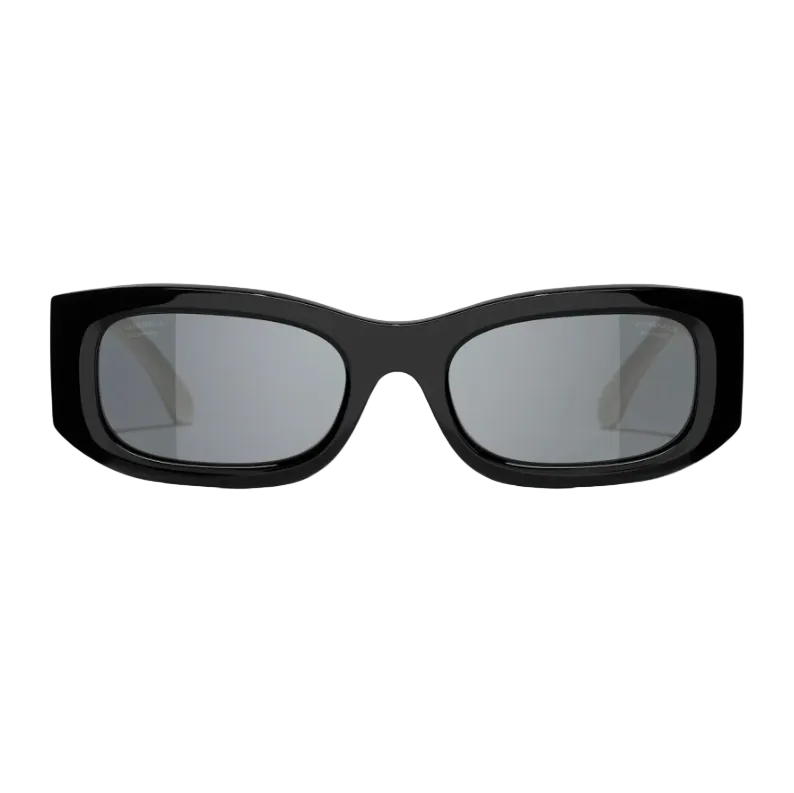 Chanel Two-Tone Black And White Rectangular Sunglasses With CC Logo 1