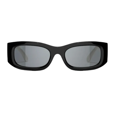 Chanel Two-Tone Black And White Rectangular Sunglasses With CC Logo