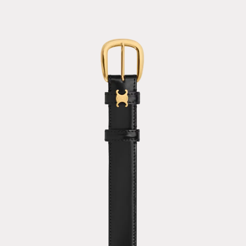 Celine Black Leather Belt With Triomphe Logo 2