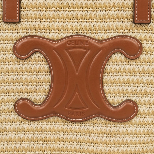 Celine Medium Supple Classic Panier In Raffia And Calfskin 2