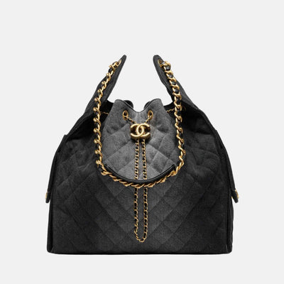 Chanel 25 Large Handbag Washed Denim And Gold-Tone Metal