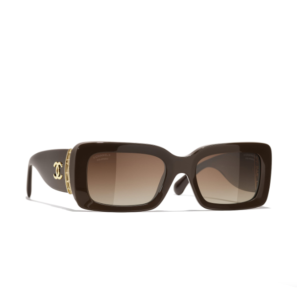Chanel Rectangle Sunglasses Acetate, Brown & Gold 1