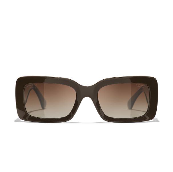 Chanel Rectangle Sunglasses Acetate, Brown & Gold 2