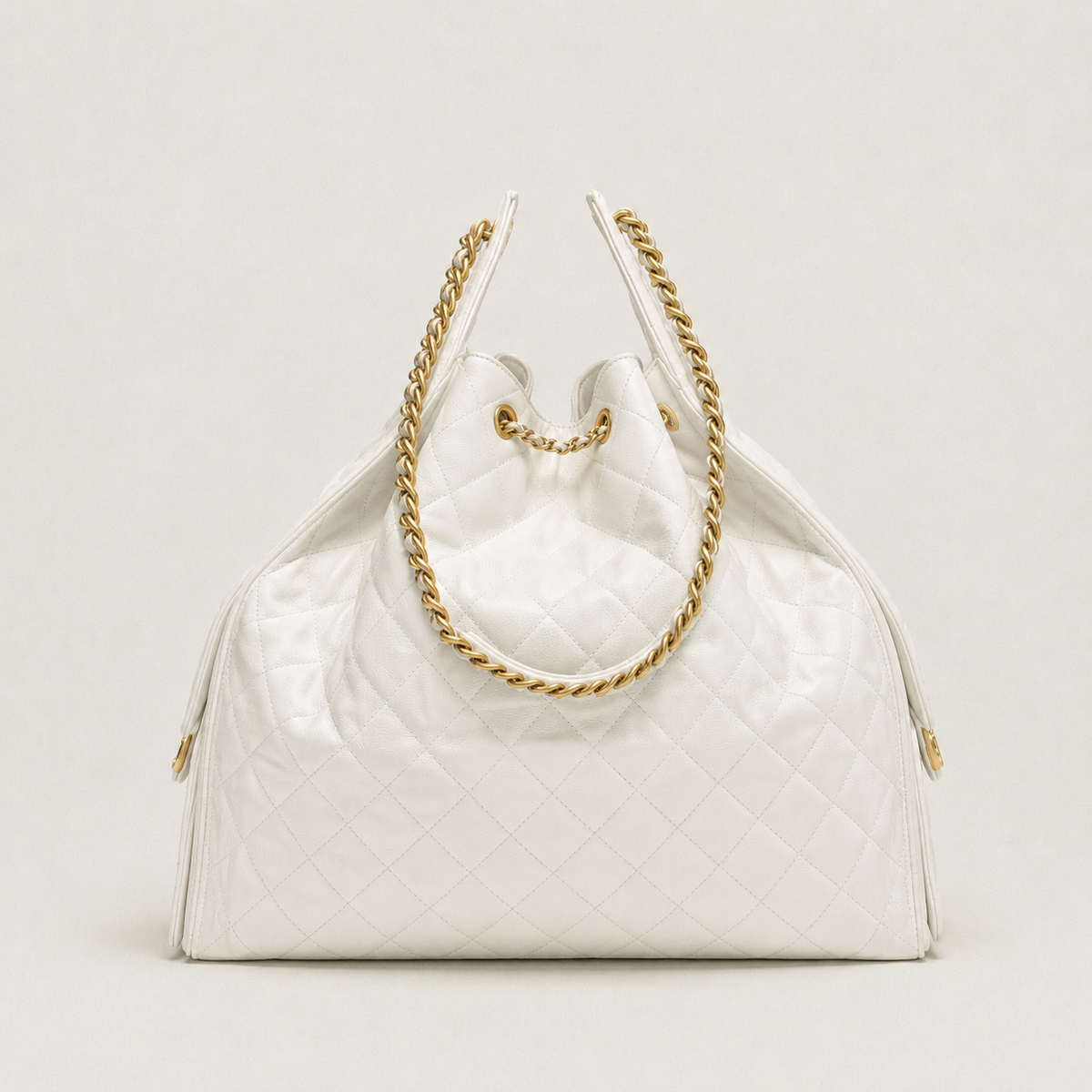 Chanel 25  Large Handbag Gold-Tone Metal White 3