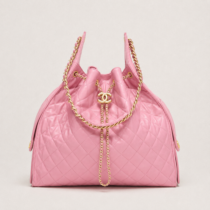 Chanel 25 Large Handbag Gold-Tone Metal Light Pink