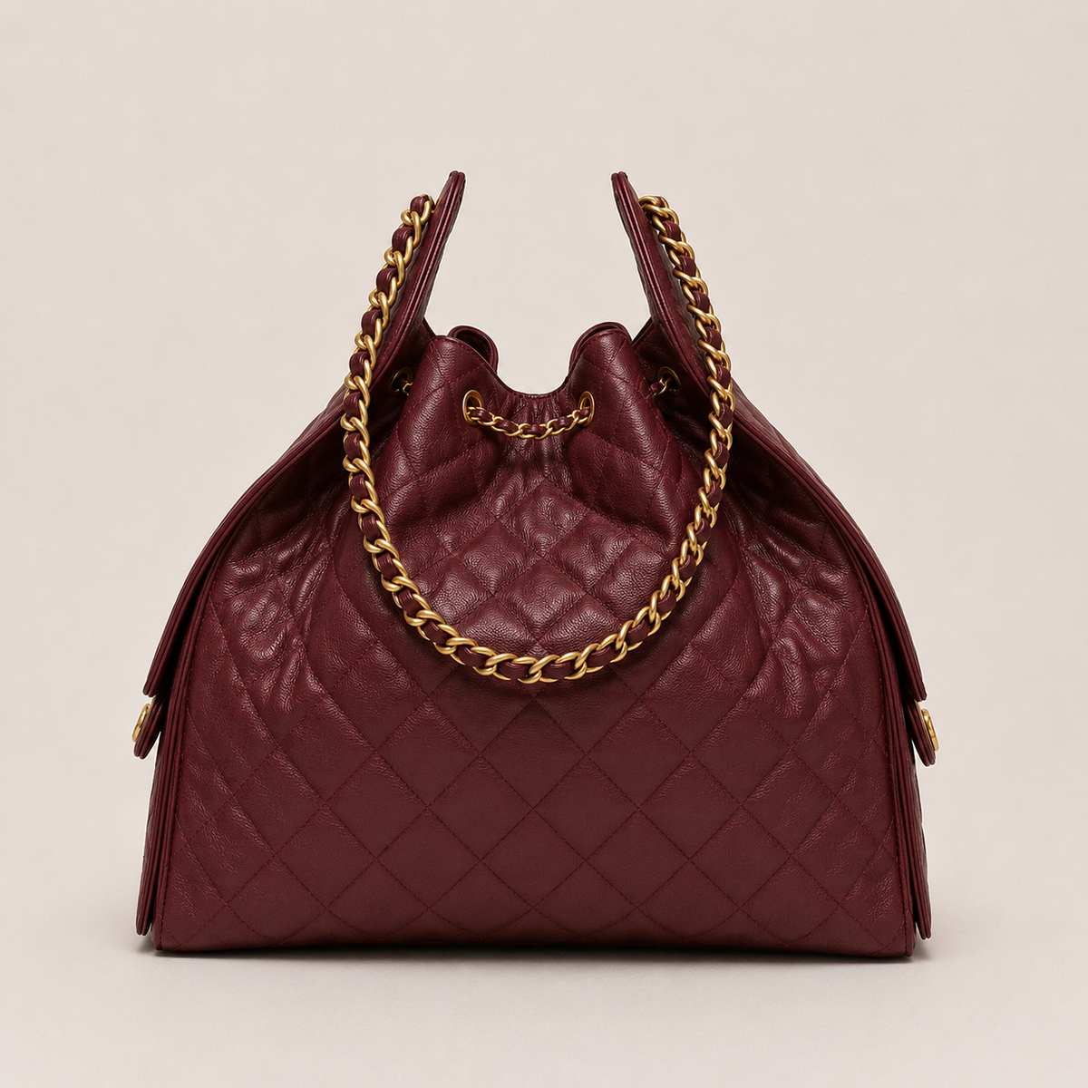 Chanel 25 Large Handbag Gold-Tone Metal Red 2