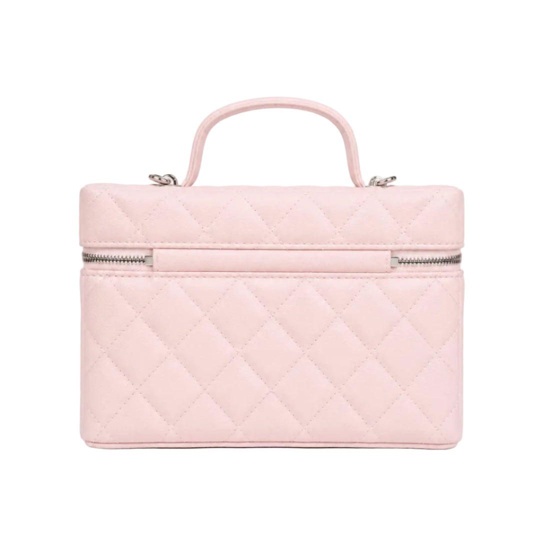 Chanel Caviar Quilted Top Handle Slim Vanity With Chain Light Pink 2