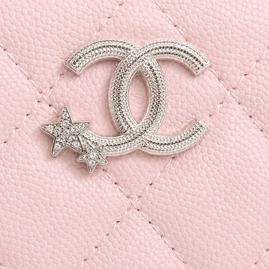 Chanel Caviar Quilted Top Handle Slim Vanity With Chain Light Pink 4