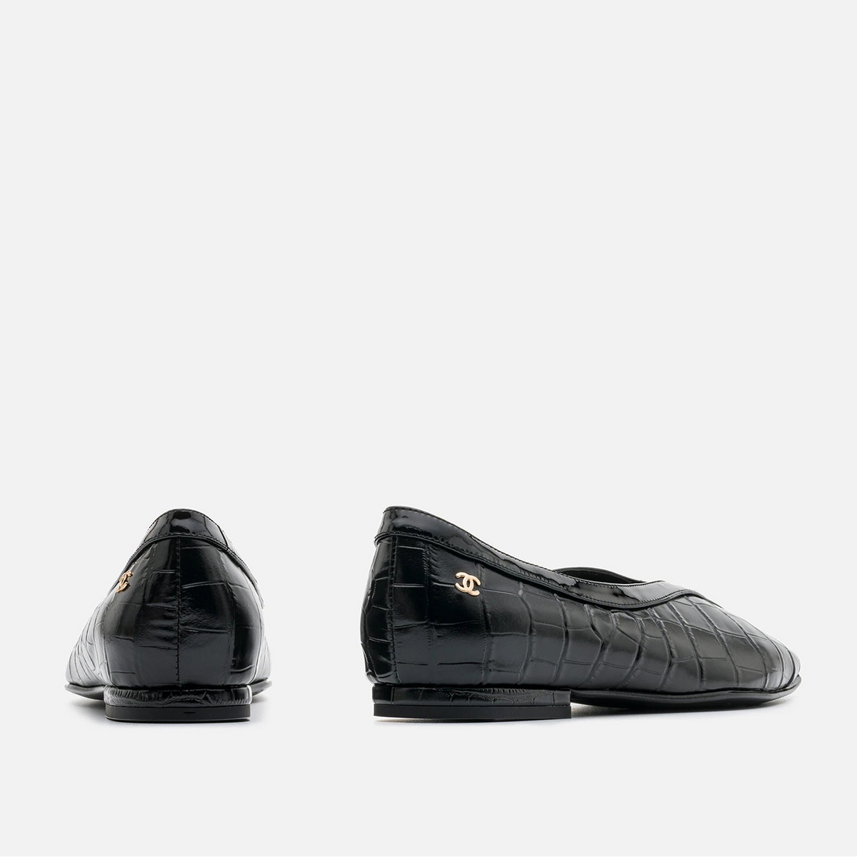 Chanel Crocodile-Embossed Ballet Flats Featuring A  Distinctive Square Toe 4