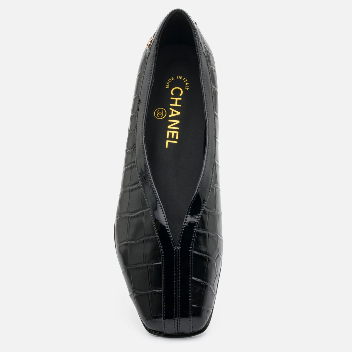 Chanel Crocodile-Embossed Ballet Flats Featuring A  Distinctive Square Toe 2