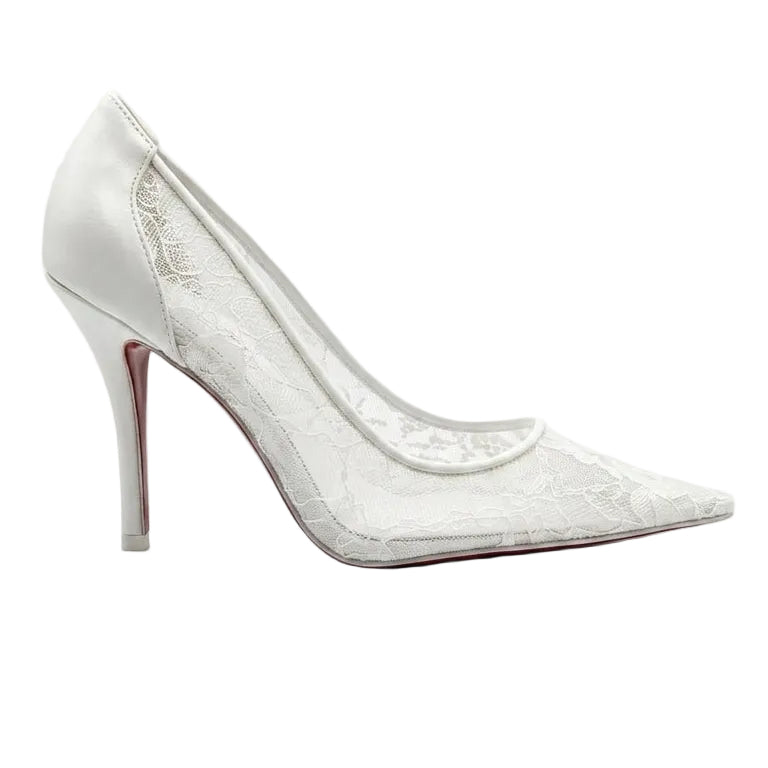 Christian Louboutin Follies Lace & Leather Pointed-Toe Pumps 5