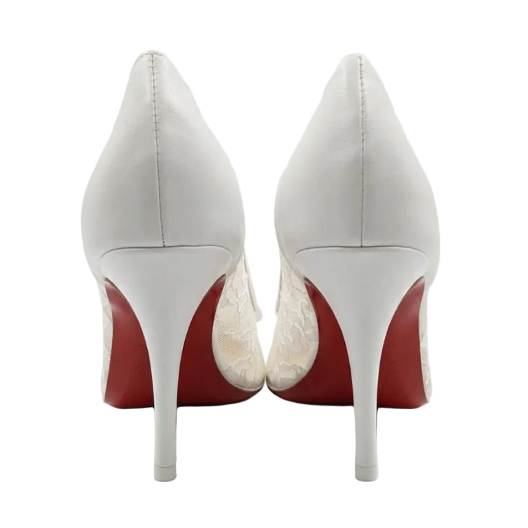 Christian Louboutin Follies Lace & Leather Pointed-Toe Pumps 6
