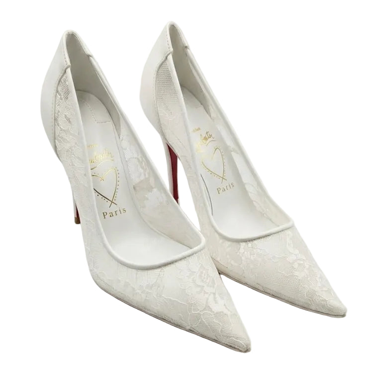 Christian Louboutin Follies Lace & Leather Pointed-Toe Pumps 2