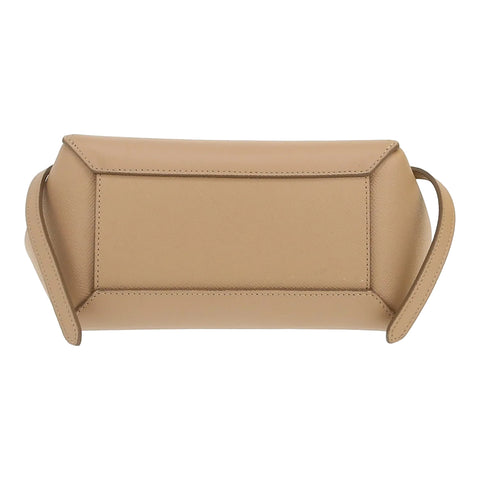 Celine Belt Nano Shoulder Bag In Beige Grained Leather