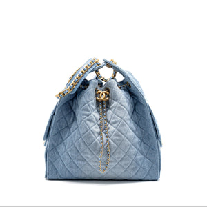 Chanel Denim Bag, 25 cm, Blue Color, With a Gold Chain