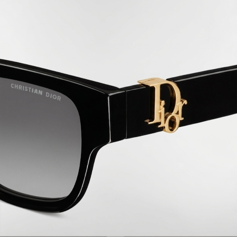 Dior Black Acetate Sunglasses With Gold Hardware 2