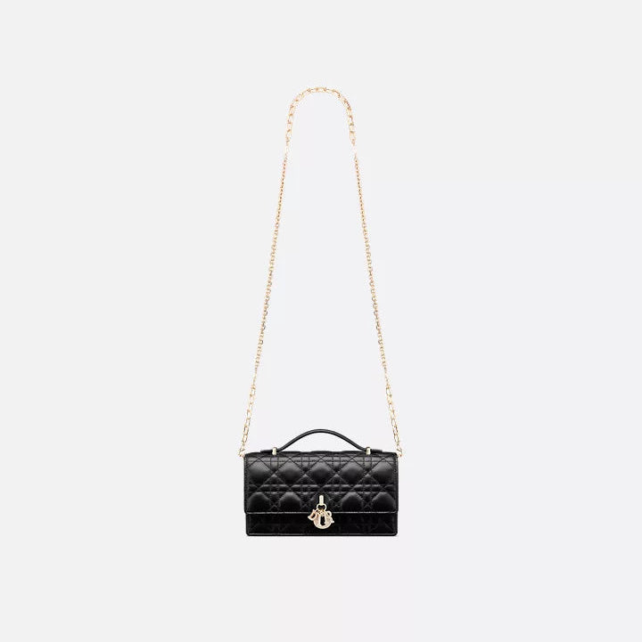 Dior Black Cannage  Bag with Elegant Gold Accents 5