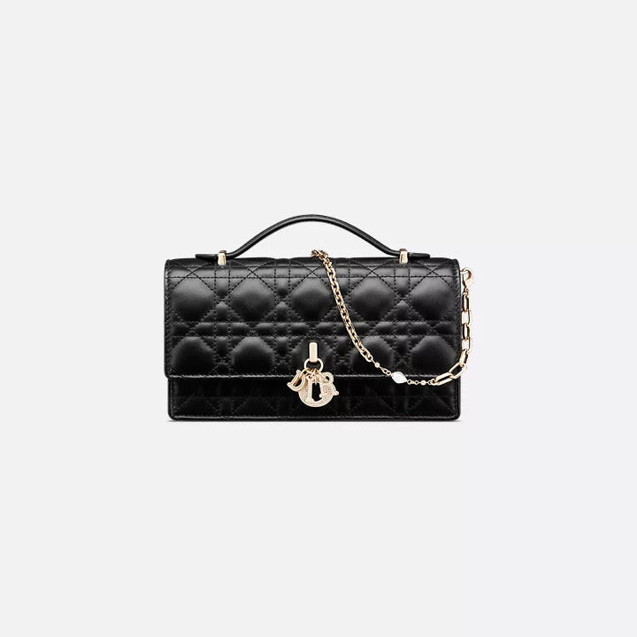 Dior Black Cannage  Bag with Elegant Gold Accents 2