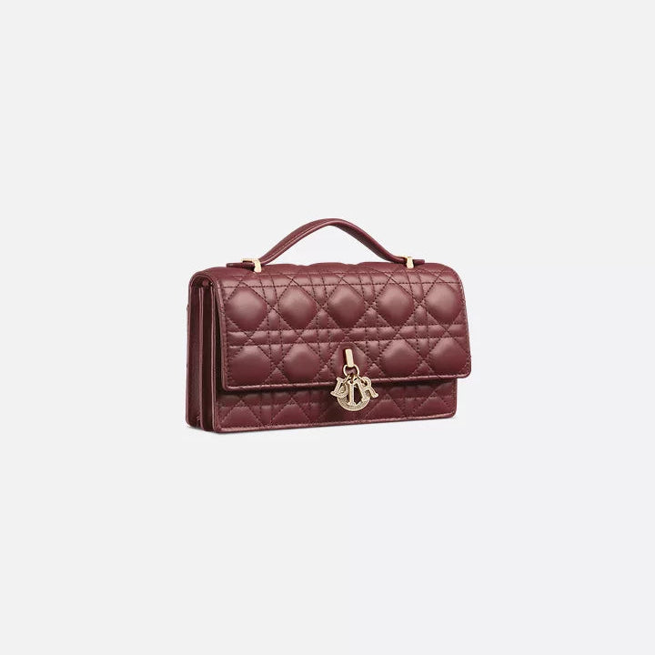 Dior Burgundy Cannage Bag with Gold Accents