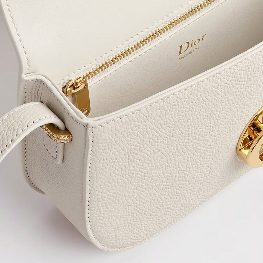 Dior Classic White Leather Bag With Gold Oval Buckle 2