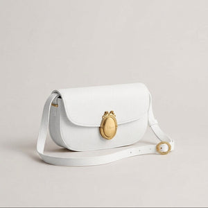 Dior Classic White Leather Bag With Gold Oval Buckle