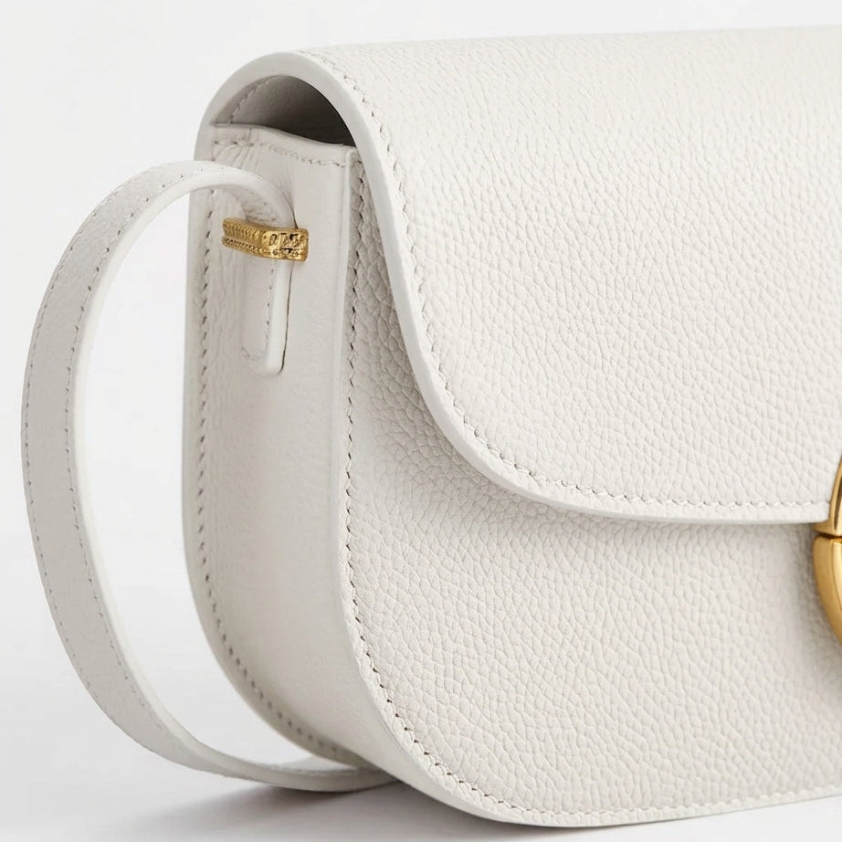 Dior Classic White Leather Bag With Gold Oval Buckle 3