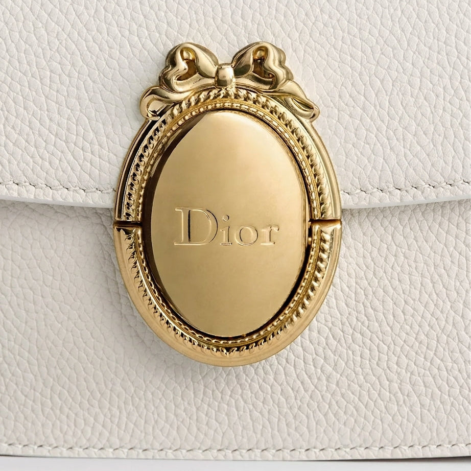 Dior Classic White Leather Bag With Gold Oval Buckle 5