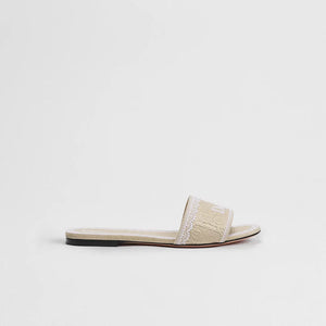 Dior Dentelle Slide Embroidered Cotton and White Lace