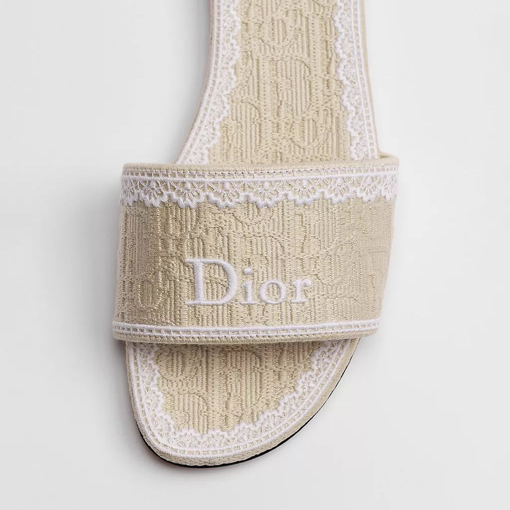 Dior Dentelle Slide Embroidered Cotton and White Lace 4