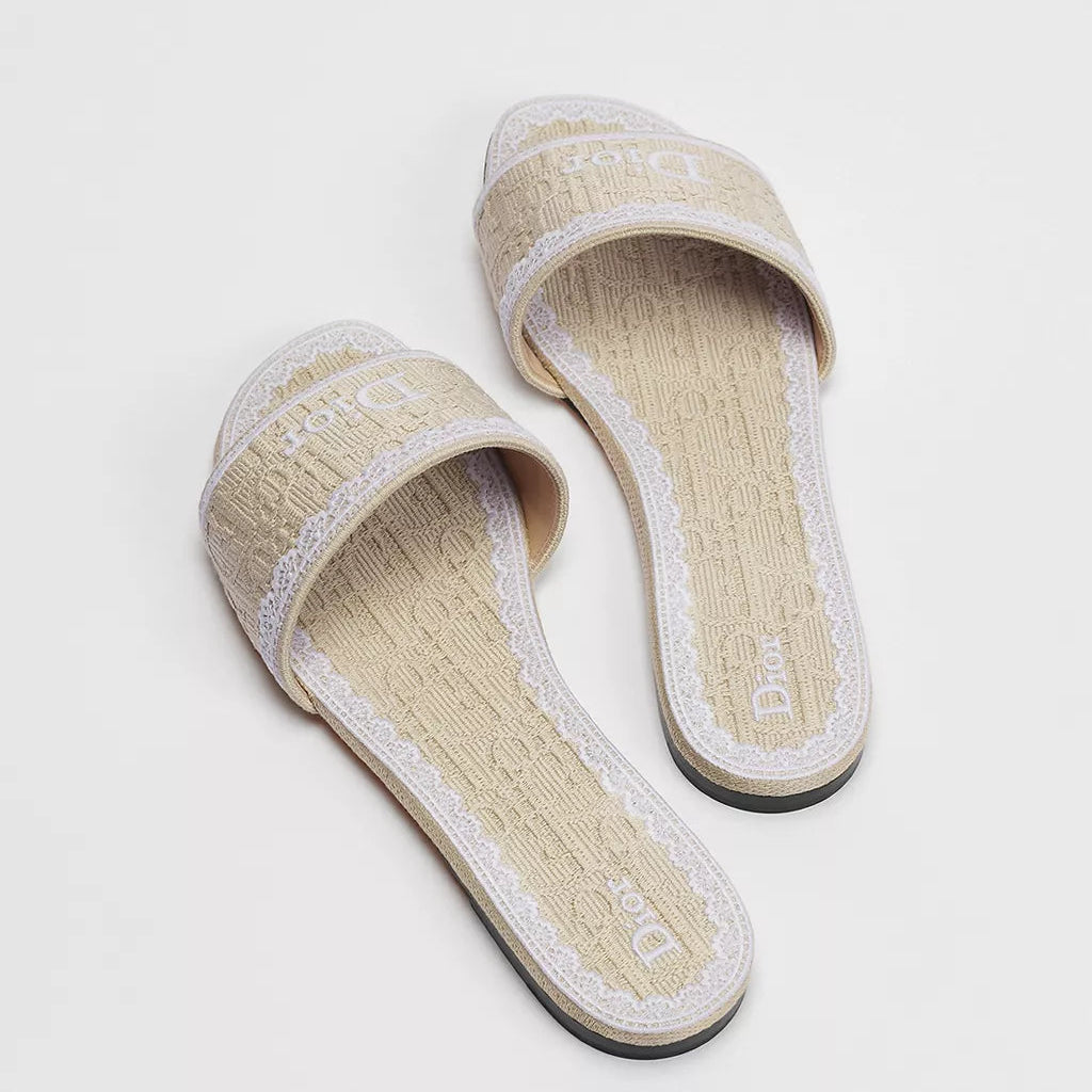 Dior Dentelle Slide Embroidered Cotton and White Lace 3