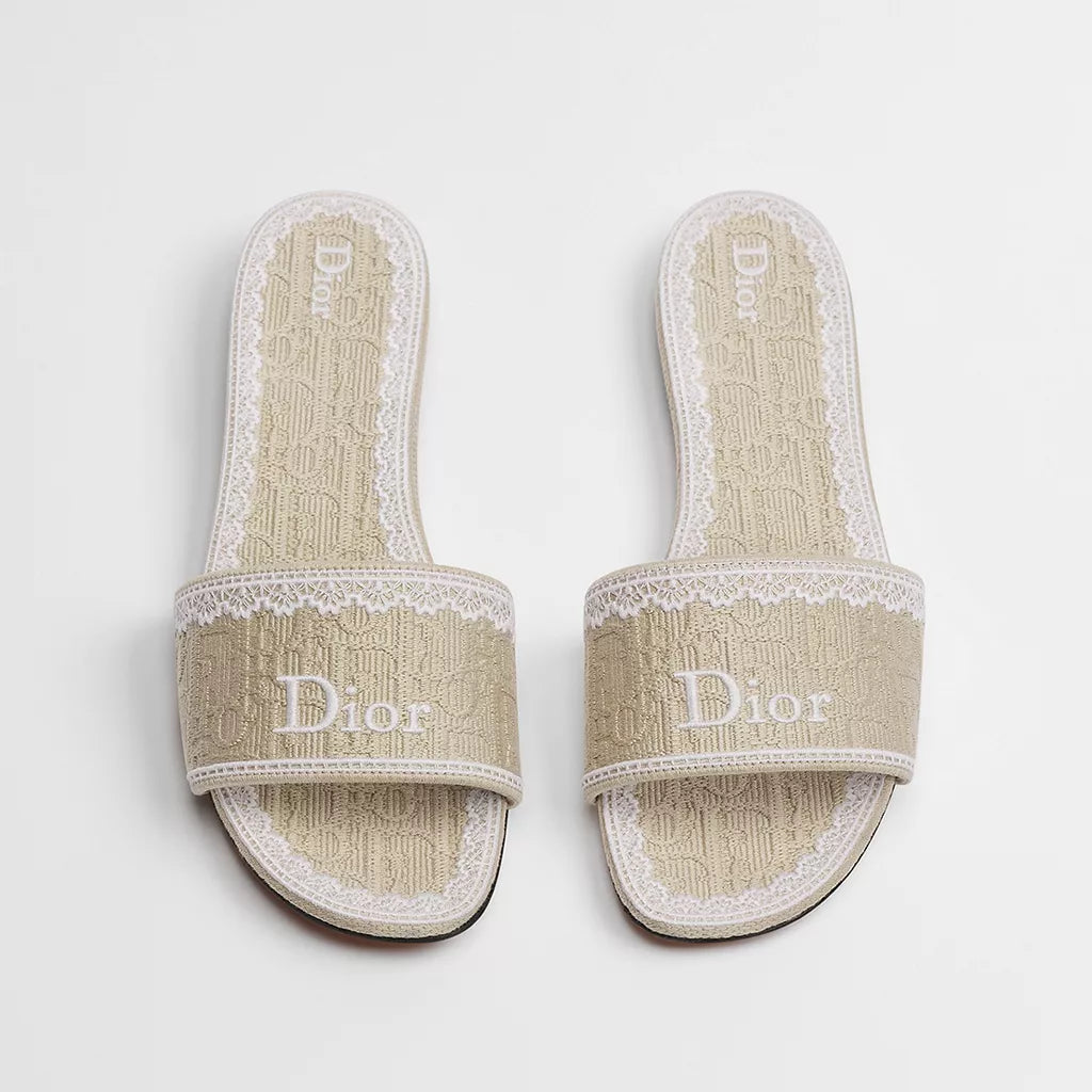 Dior Dentelle Slide Embroidered Cotton and White Lace 2