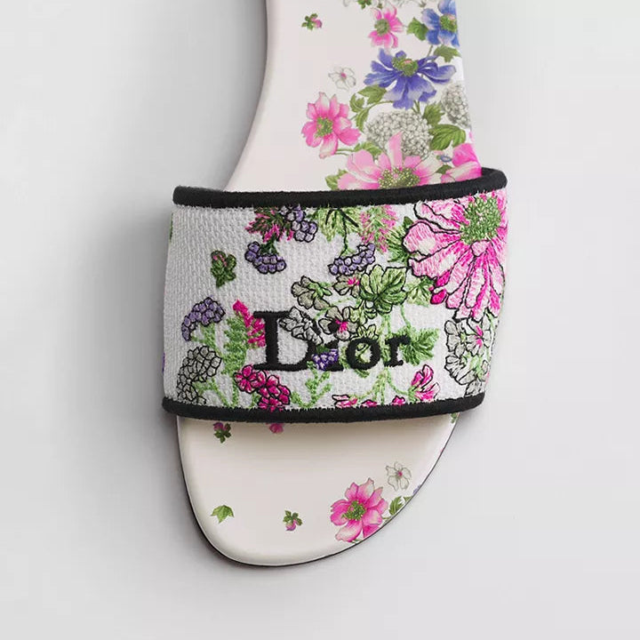 Dior Dway Slide Embroidered Cotton and Multicolor Dior Hortensia Garden Motif 4