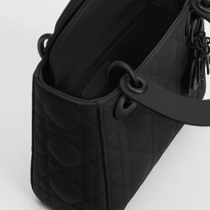 Dior Mini Lady Bag Black Ultramatte Cannage Calfskin 4