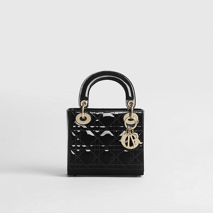 Dior Mini Lady Dior Bag Black Patent Cannage Calfskin